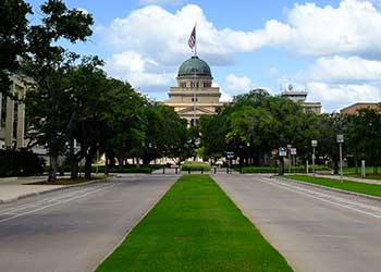 Academic Building and Plaza on Texas A&M University campus.